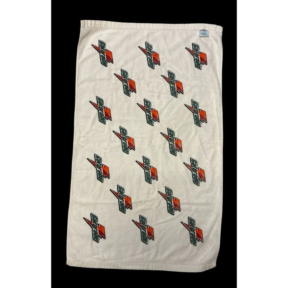 Vintage Gatorade Sports Gym Towel Spell Out Double Side Orange Red Bolt McArthur